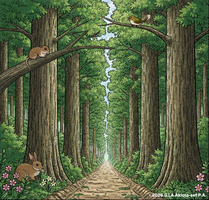 ④ 森が再生し豊かになる未来の様子