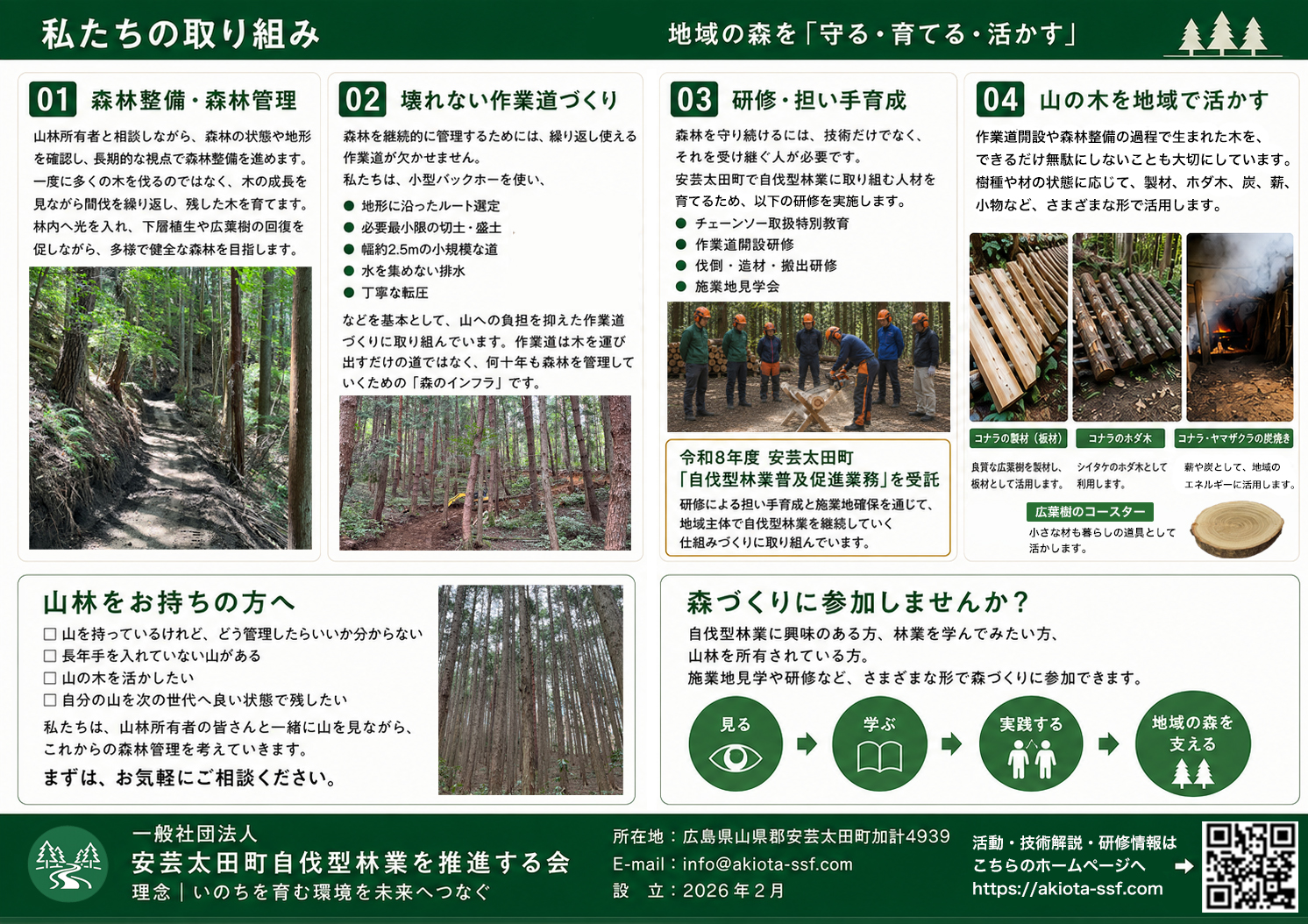 一般社団法人安芸太田町自伐型林業を推進する会 法人紹介パンフレット裏